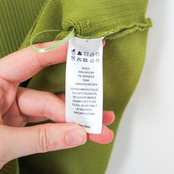 Bailey 44 Green Ribbed Tank Top Tulle Ruffle Shoulder Detail Large - Picture 4 of 7